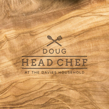 Personalised 'Head Chef' Olive Wood Cutting Board, 3 of 6
