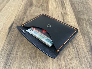 Black Leather Card Wallet, Personalised Card Holder, 8 of 12
