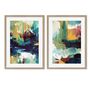 Modern Abstract Art Framed Blue Teal Gold Art Print Set, thumbnail 7 of 7