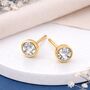 Gold Plated Sterling Silver April Cubic Zirconia Birthstone Stud Earrings – 7mm, thumbnail 1 of 9