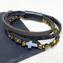Personalised Beaded And Stacked Leather Cross Bracelet, thumbnail 5 of 6