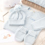 Luxury Baby Boys Cardigan, Bobble Hat And Mittens Set, thumbnail 1 of 11