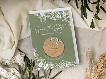 Save The Dates Magnet Sage Green Wedding Cards, 6 of 10