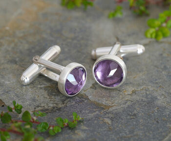 Amethyst Cufflinks In Solid Sterling Silver, 2 of 3