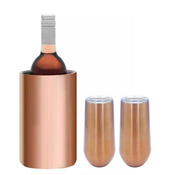 Stainless Steel Wine Cooler Set With Tumblers Or Flutes, 4 of 6