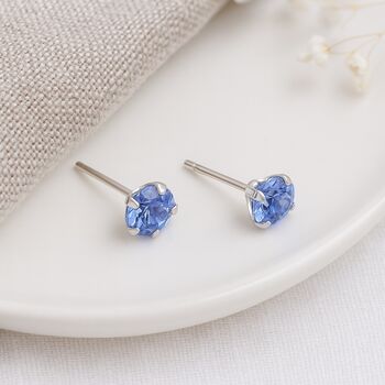 Sterling Silver Aquamarine Micro Stud Earrings – 4mm, 6 of 6