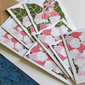 British Woodland Foxglove Notecards Set Of Eight Notecards And Envelopes, 2 of 9