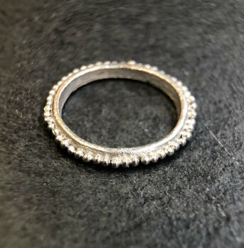 Textured Full Grain Eco Sterling Silver Stacking Ring, 2 of 6