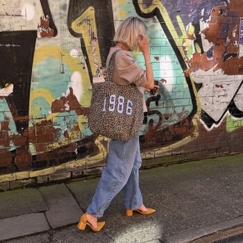 Personalised Varsity Year Leopard Print Tote Bag, 2 of 4