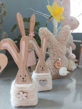 Wooden Bunny In Heart And Flower Design, 4 of 4