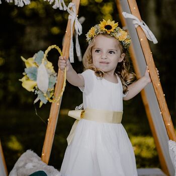 Cap Sleeve Flower Girl Child Dress With Colour Sash, 3 of 8