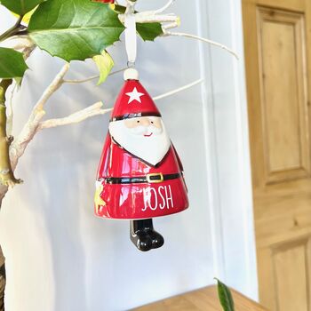 Personalised Ceramic Christmas Santa Bell Decoration, 5 of 5