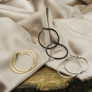 40 Mm Silver Plated Large Round Dainty Hoop Earrings, 7 of 7