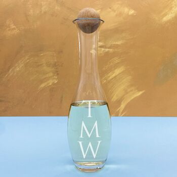 Personalised Monogram Wine Carafe With Oak Stopper, 2 of 2