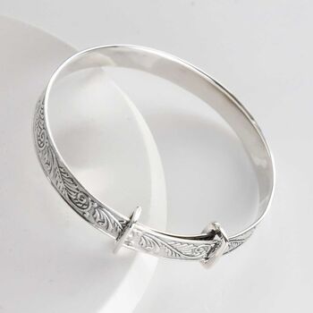 Sterling Silver Baby Christening Bangle, 2 of 9
