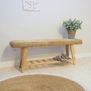 Wicker Bench With Shelving, 4 of 9