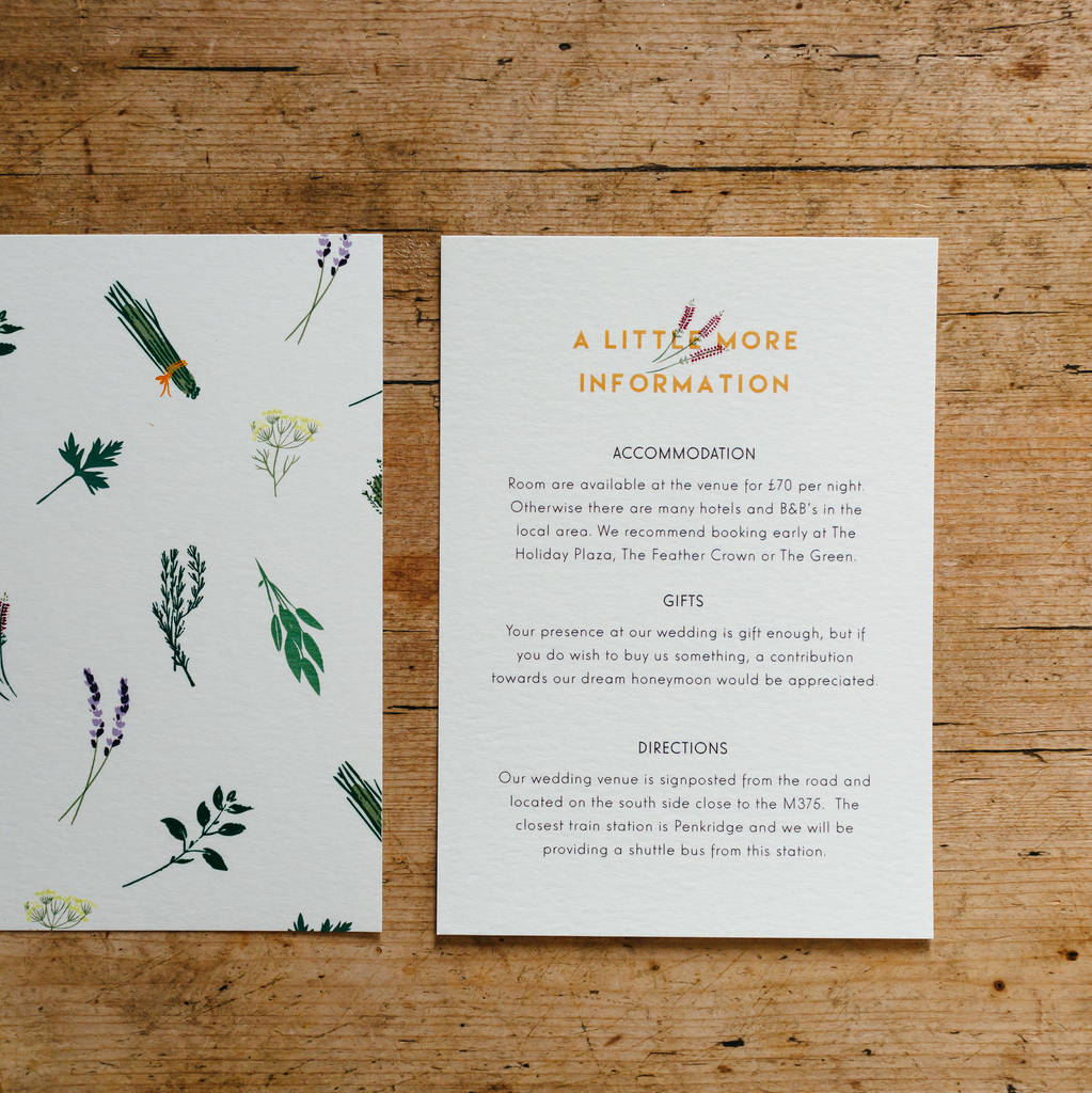 Herb Garden Wedding Information Cards, 1 of 6