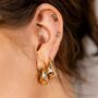 Gold Plated Nugget Hoop Earrings, thumbnail 2 of 4