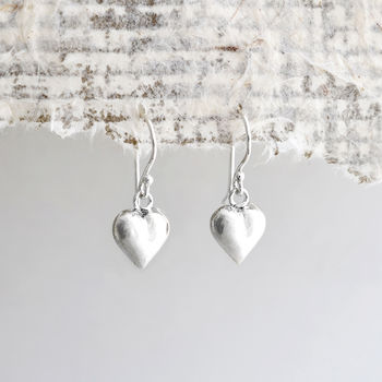 Sterling Silver Dangly Love Heart Earrings, 2 of 7