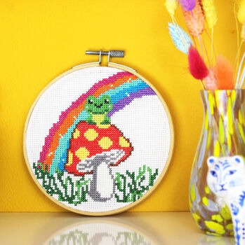 Frog On Toadstool Cross Stitch Kit, 2 of 11