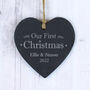 Personalised First Christmas Slate Heart Decoration, thumbnail 1 of 2