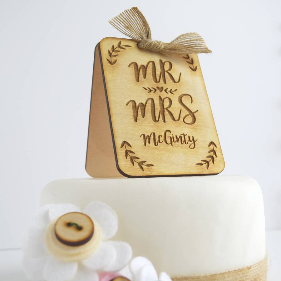 Personalised Wooden Wedding Cake Topper, 1 of 7
