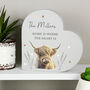 Personalised Highland Cow Wooden Heart Ornament – Gift For The Home, thumbnail 3 of 5