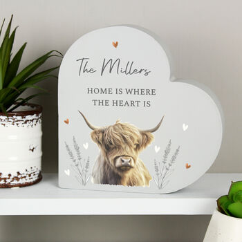 Personalised Highland Cow Wooden Heart Ornament – Gift For The Home, 3 of 5