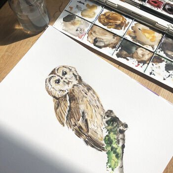 Personalised Woodland Animals Watercolour Print, 6 of 8