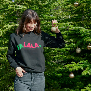 Neon Rainbow Fa La La Christmas Sweatshirt Jumper, 2 of 6