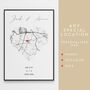 Valentines Gift Personalised Map Print Of Any Location, thumbnail 2 of 4
