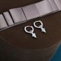 Rhombus Cz Huggie Hoop Earrings In Sterling Silver, thumbnail 3 of 11