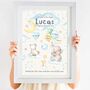 Personalised Keepsake Birth Print Lullaby Animals, thumbnail 1 of 7