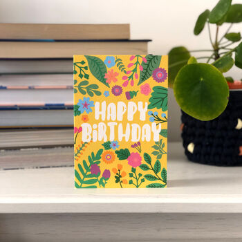 Happy Birthday Colourful Floral Card, 2 of 3