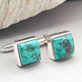 Turquoise Sterling Silver Gemstone Cufflinks, thumbnail 1 of 3