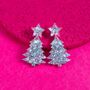 Silver Glitter Christmas Earrings Statement Earrings, thumbnail 1 of 6