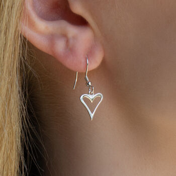 Sterling Silver Open Heart Earrings, 2 of 7