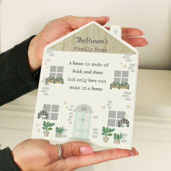 Personalised Love Makes A Home Wooden House Ornament Housewarming Gift, 3 of 6