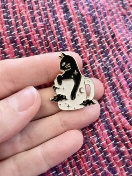 Cute Cat Gothic Mystical Witch Witchy Enamel Pins, 3 of 4