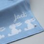 Personalised Knitted Bunny Baby Blanket, thumbnail 7 of 11