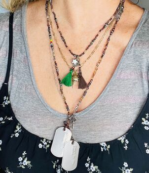 Picasso Beaded Tassel Charm Necklace, 4 of 11