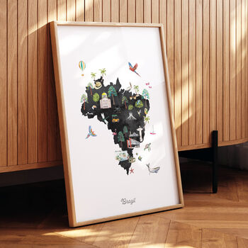 Brazil Illustrated Map Art Print, 2 of 7