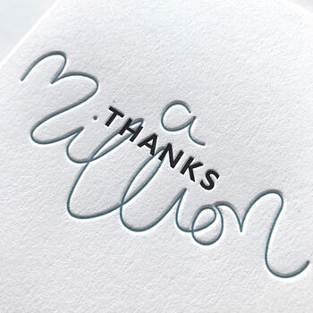 'Thanks A Million' Letterpress Thank You Card, 3 of 3