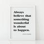 Coco Chanel 'Always Believe Something Wonderful' Print, thumbnail 1 of 2