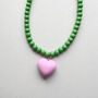 Bead Necklace With Pink Heart, thumbnail 2 of 3