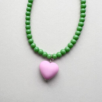 Bead Necklace With Pink Heart, 2 of 3