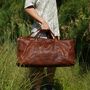Genuine Leather Holdall Luggage In Brown, thumbnail 6 of 12