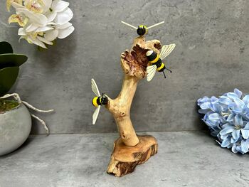 Hand Painted Bumblebee Ornament Wooden Bee Decor Gift, 7 of 8