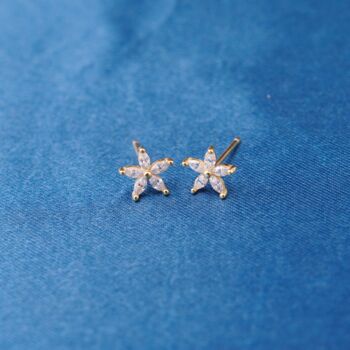 April Birthstone Flower Stud Earrings, 3 of 7