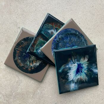 Sold Modern Art On Ceramic Coasters | Set Of Two/Four, 7 of 10
